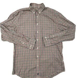 johnnie-O Men's Phoenix Button-Down Shirt in White, Red & Blue Plaid M Casual